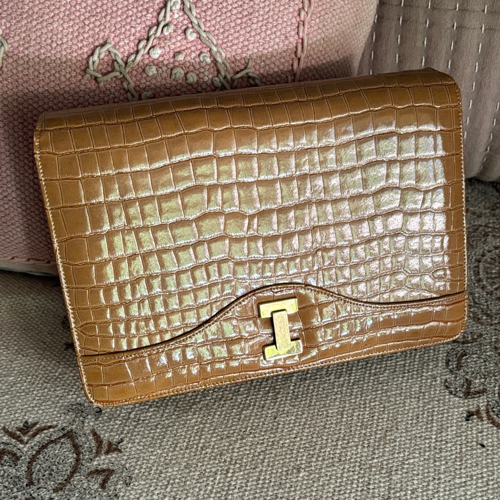 RARE vintage 1950 Bienen-Davis Genuine Crocodile Clutch great vintage condition